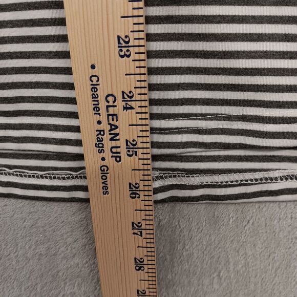 Tickled Teal Blouse Woman’s Sz L Dark Gray & White Striped Short Ruffle Sleeves - Picture 5 of 8